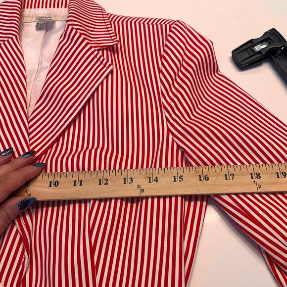 Zara Red and White Striped Blazer Sz M - Picture 4 of 5